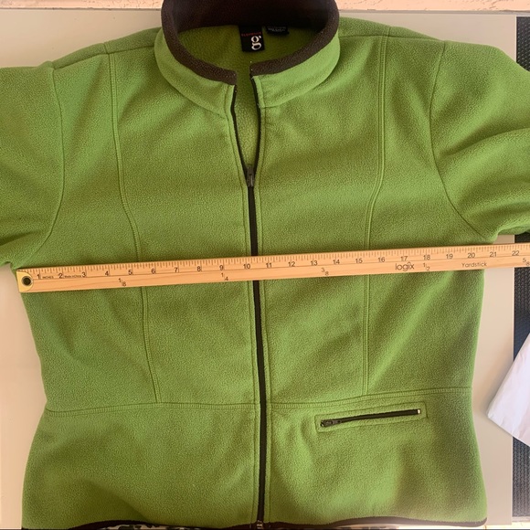 ELEMENTS G Fleece Jacket, 100% Poly, Zip Front. Green w/ Brown Edging womens XL - Picture 3 of 7